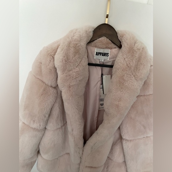 APPARIS Sarah 2 Blush Pink teddy faux fur coat L warm cozy bubblegum - Picture 4 of 11